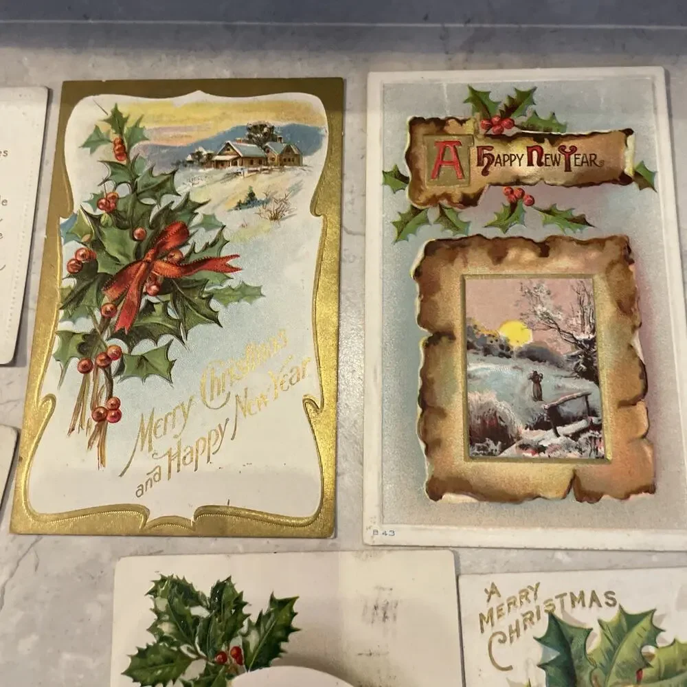 Lot Of 12 ANTIQUE Valentine/thanksgiving/flowers/CHRISTMAS POSTCARDS 1909-1916